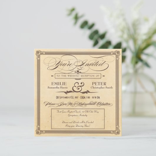 Vintage Poster Cream & Brown Reception only (Staand voorkant)