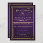 Vintage Poster Dark Paars Weddenschap & Ontvangst Kaart (Voorkant / Achterkant)