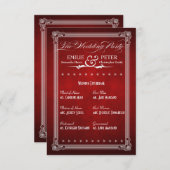 Vintage Poster Deep Red Wedding Party Kaart (Voorkant / Achterkant)