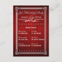 Vintage Poster Deep Red Wedding Party Kaart