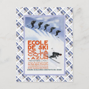 Vintage-poster, Ecole de Ski Briefkaart