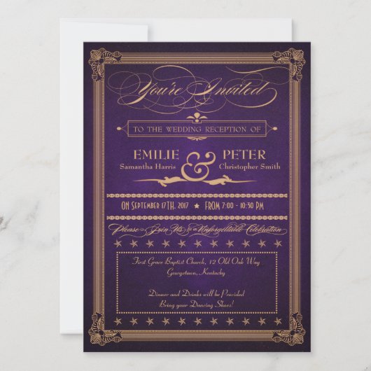 Vintage Poster Eggplant Paarse ontvangst Kaart (Voorkant)