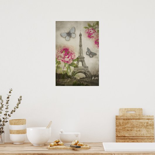 Vintage poster Eiffeltoren in Parijs (Keuken)