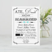 Vintage Poster en Chalkboard Wedding Invitation 3 Kaart (Staand voorkant)