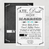 Vintage Poster en Chalkboard Wedding Invitation 3 Kaart (Voorkant / Achterkant)