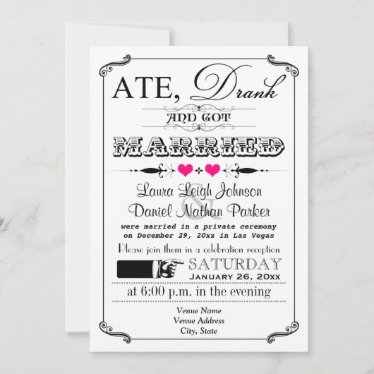 Vintage Poster en Chalkboard Wedding Invitation 4 Kaart (Voorkant)
