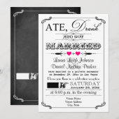 Vintage Poster en Chalkboard Wedding Invitation 4 Kaart (Voorkant / Achterkant)