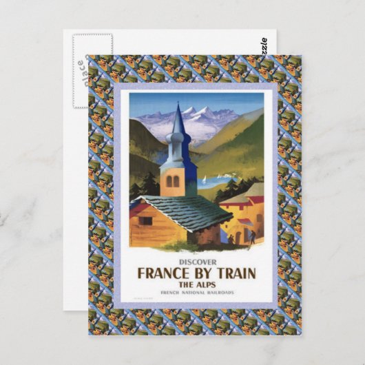 Vintage-poster, Frankrijk per trein Briefkaart (Voorkant / Achterkant)