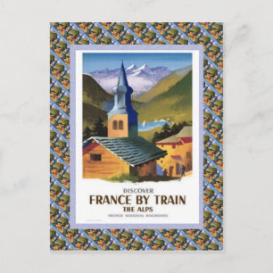 Vintage-poster, Frankrijk per trein Briefkaart