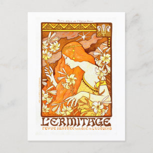 Vintage Poster Frans tijdschrift Art Nouveau Vrouw Briefkaart