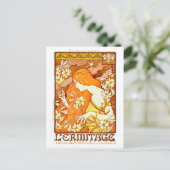 Vintage Poster Frans tijdschrift Art Nouveau Vrouw Briefkaart (Staand voorkant)
