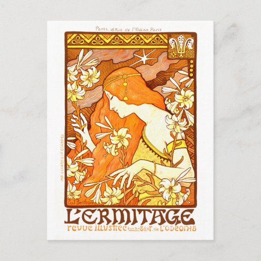 Vintage Poster Frans tijdschrift Art Nouveau Vrouw Briefkaart (Voorkant)