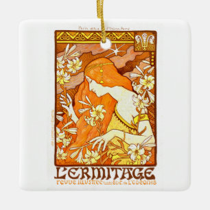 Vintage Poster Frans tijdschrift Art Nouveau Vrouw Keramisch Ornament