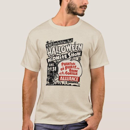 Vintage Poster Halloween Spook Show 1950 T-shirt (Voorkant)