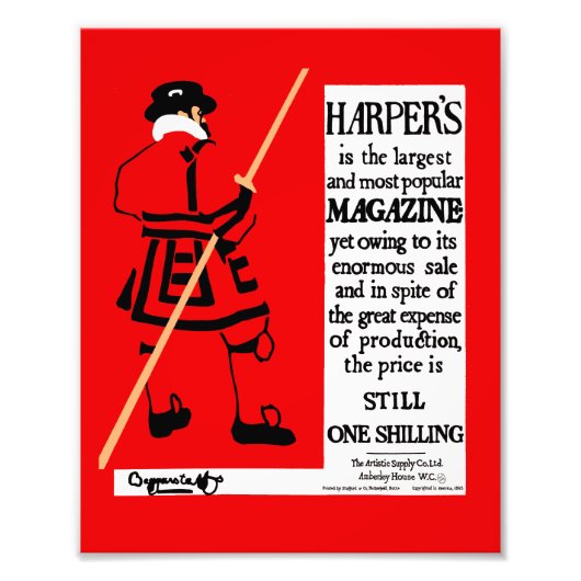 Vintage Poster Harper's Magazine Beefeater (Voorkant)
