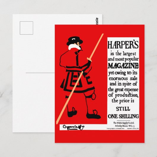 Vintage Poster Harper's Magazine Beefeater Briefkaart (Voorkant / Achterkant)