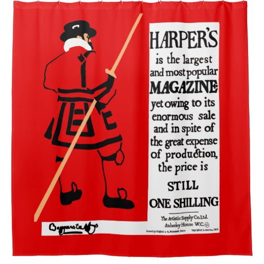 Vintage Poster Harper's Magazine Beefeater Douchegordijn (Voorkant)