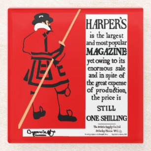 Vintage Poster Harper's Magazine Beefeater Glazen Onderzetter