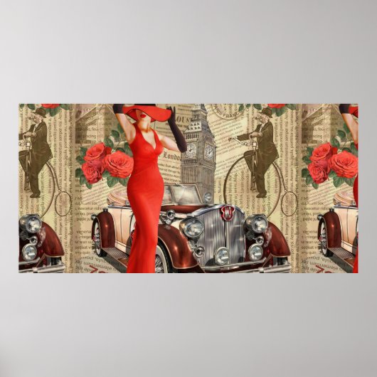 Vintage poster London verscheurde krantenachtergro (Voorkant)