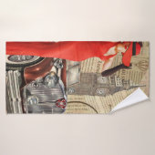 Vintage poster London verscheurde krantenachtergro Badhanddoek (Badhanddoek)