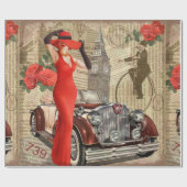 Vintage poster London verscheurde krantenachtergro Cadeaupapier (Vlak)