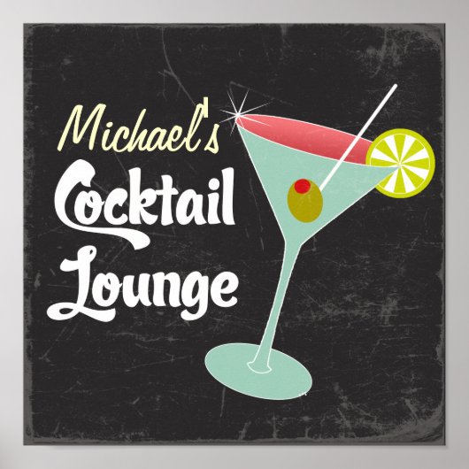 Vintage Poster, Martini Glass Cocktails Poster (Voorkant)