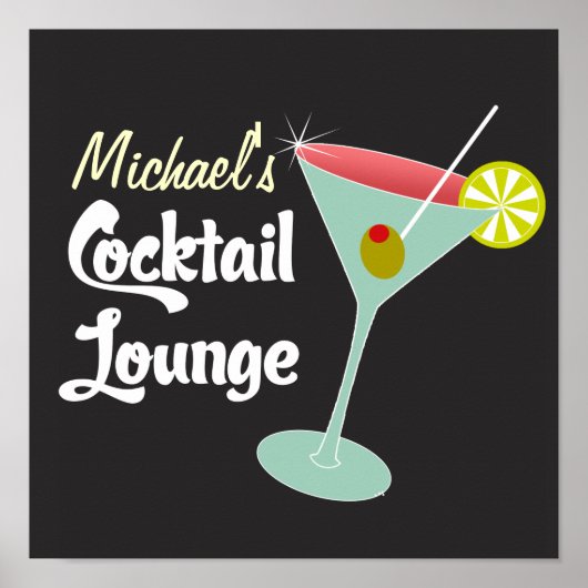 Vintage Poster, Martini Glass Cocktails Poster (Voorkant)