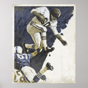 Vintage Poster met Action Packed Football Print