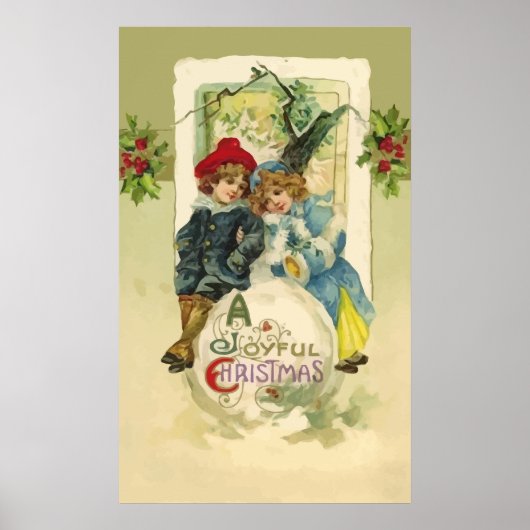 Vintage-Poster met kerstbal Poster (Voorkant)