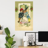 Vintage-Poster met kerstbal Poster (Thuiskantoor)