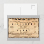 Vintage Poster of Rigoletto opera premiere (1851) Briefkaart (Voorkant / Achterkant)