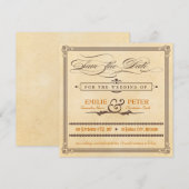 Vintage Poster Oranje & Brown Save the Date (Voorkant / Achterkant)