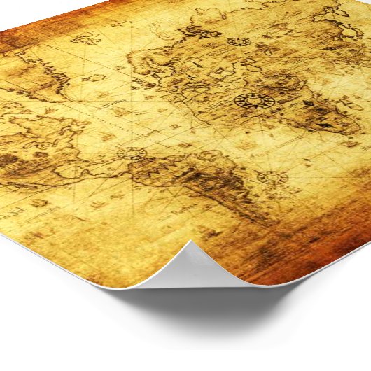 Vintage poster oude wereldkaart (Hoek)