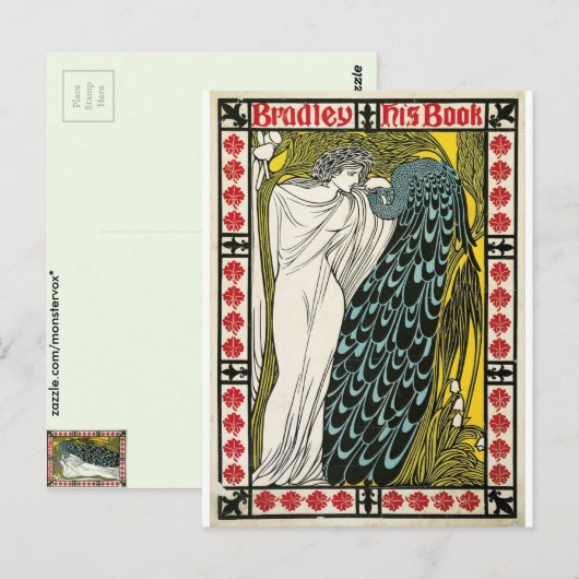 Vintage poster:Peacock:Vrouw Briefkaart (Voorkant / Achterkant)