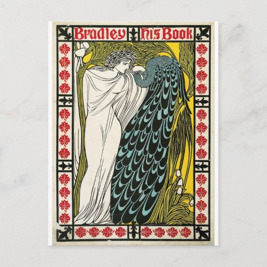 Vintage poster:Peacock:Vrouw Briefkaart (Voorkant)