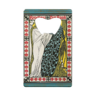 Vintage poster:Peacock:Vrouw Creditkaart Flessenopener