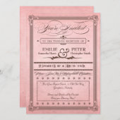 Vintage Poster Pink & Brown Reception Only Weddens Kaart (Voorkant / Achterkant)