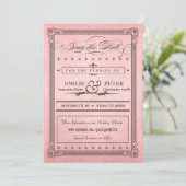 Vintage Poster Pink & Brown Save the Date (Staand voorkant)
