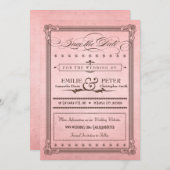 Vintage Poster Pink & Brown Save the Date (Voorkant / Achterkant)