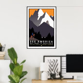 Vintage Poster Print Bekijk Amerika Montana (Thuiskantoor)