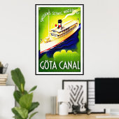 Vintage Poster Print Gota Canal Zweden Waterway (Thuiskantoor)