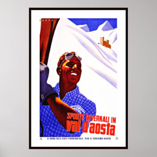 Vintage Poster Print Invernali Val D'Aosta Italië