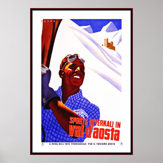 Vintage Poster Print Invernali Val D'Aosta Italië (Voorkant)