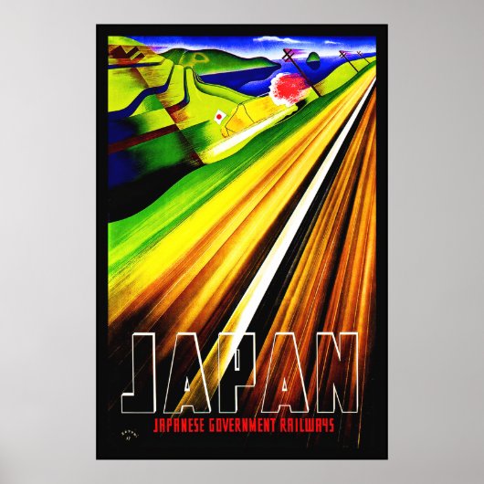 Vintage Poster print Japanse spoorweg (Voorkant)