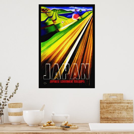 Vintage Poster print Japanse spoorweg (Keuken)