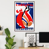 Vintage Poster Print Montevideo Uruguay Fiestas (Thuiskantoor)