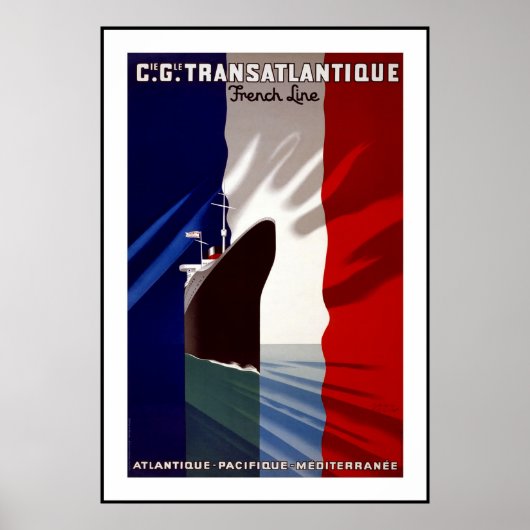 Vintage Poster Print Transatlantique Frankrijk (Voorkant)