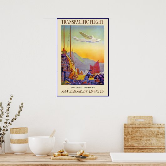Vintage Poster Print Transpacific Flight Airways (Keuken)