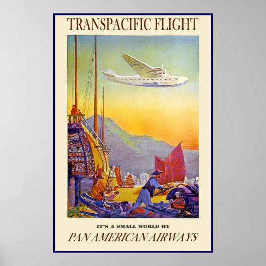 Vintage Poster Print Transpacific Flight Airways (Voorkant)