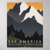 Vintage Poster Promoting reizen naar Montana. (Voorkant)